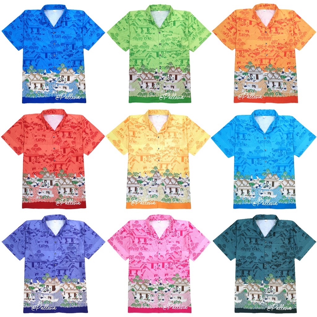 ครบไซส์ เสื้อเชิ้ตลายไทย เสื้ออาเซียน ไหมอิตาลี เกรด A ลายพิมพ์ชัด เชิ้ตออกงาน qw88 qw99