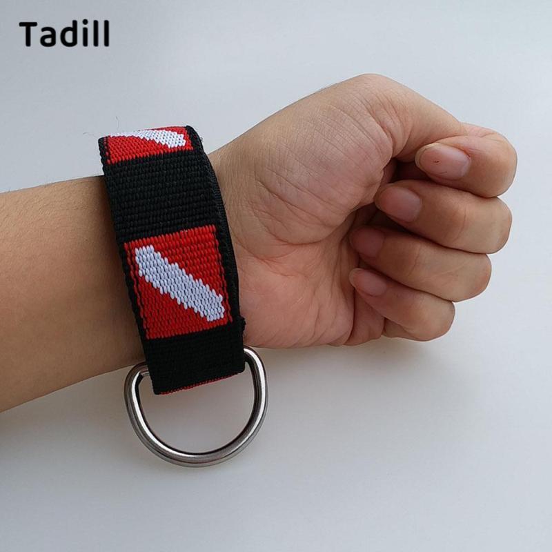 สายรัดข้อมือสำหรับดำน้ำ เชือกเส้นเล็ก ขนาด 2.5 เซนติเมตร สีดำและสีแดง