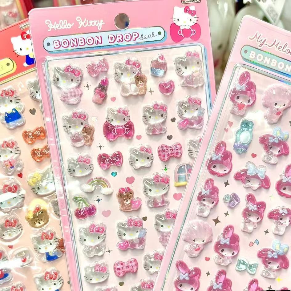 สติกเกอร์บรรเทาสามมิติ 3D น่ารัก Kitty Kuromi Clownfish โทรศัพท์มือถือและสติกเกอร์ตกแต่ง IPad