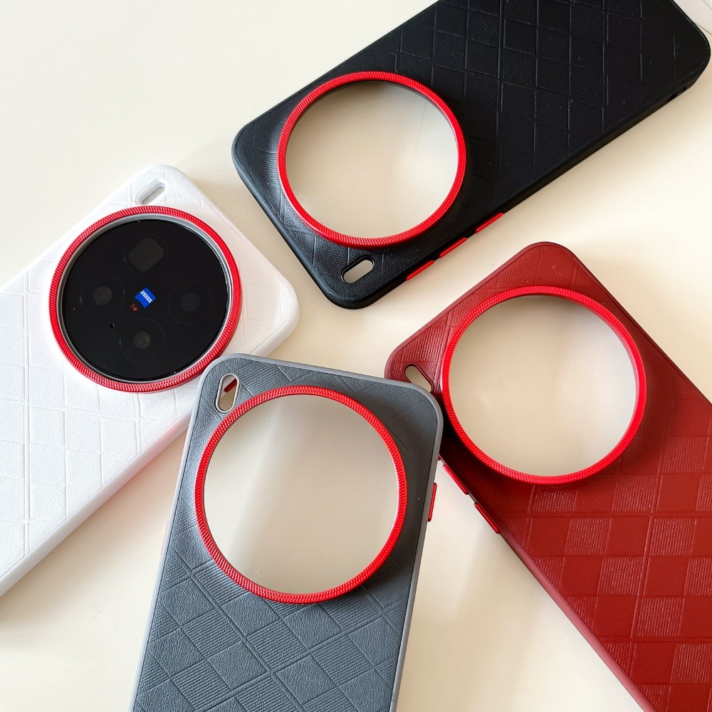 Festive Red Metal Lens protect Leather Soft Case for Vivo X300 X300S X200 X200S Pro Ultra Phone Cover