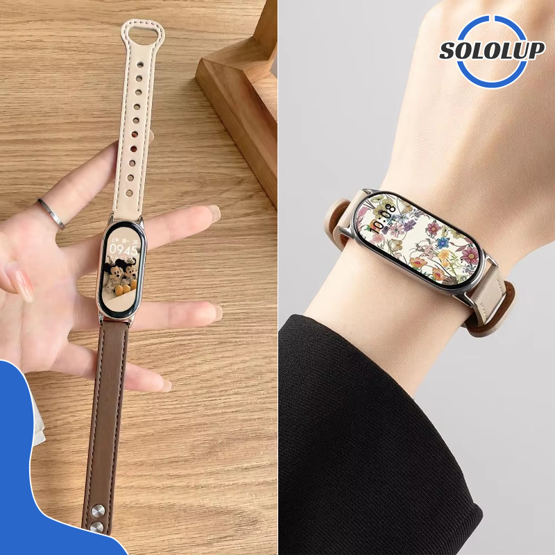 สายหนัง for Xiaomi Mi Band 10 9 8 NFC สายรัด อุปกรณ์เสริมนาฬิกา สายข้อมือบางสำหรับผู้หญิง for Mi Band 10 9 8