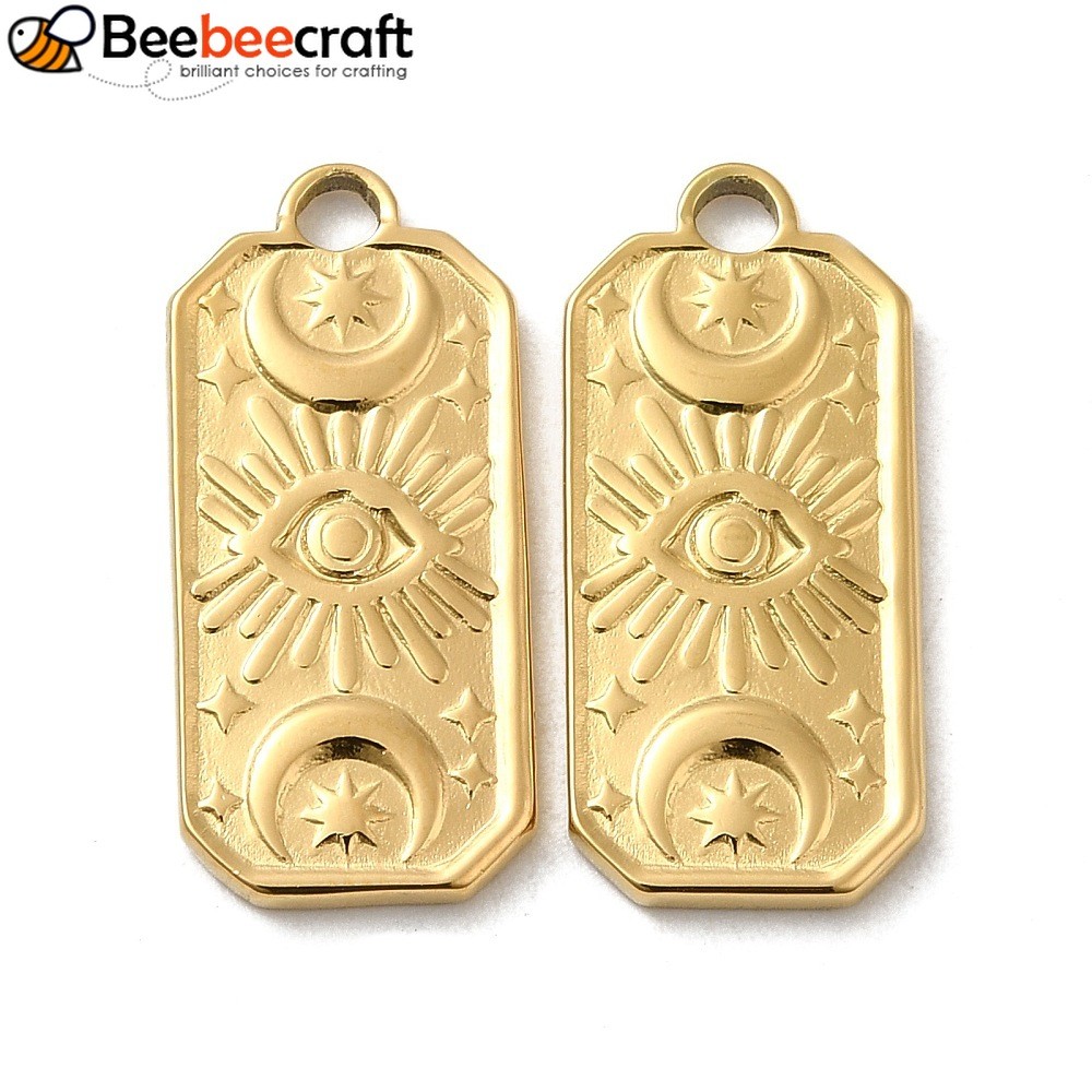 จี้charm Moon Eye ขนาด 22.5x10x2 มม. รู: 2.2 มม., IP 316L สแตนเลสนิกเกิลฟรี