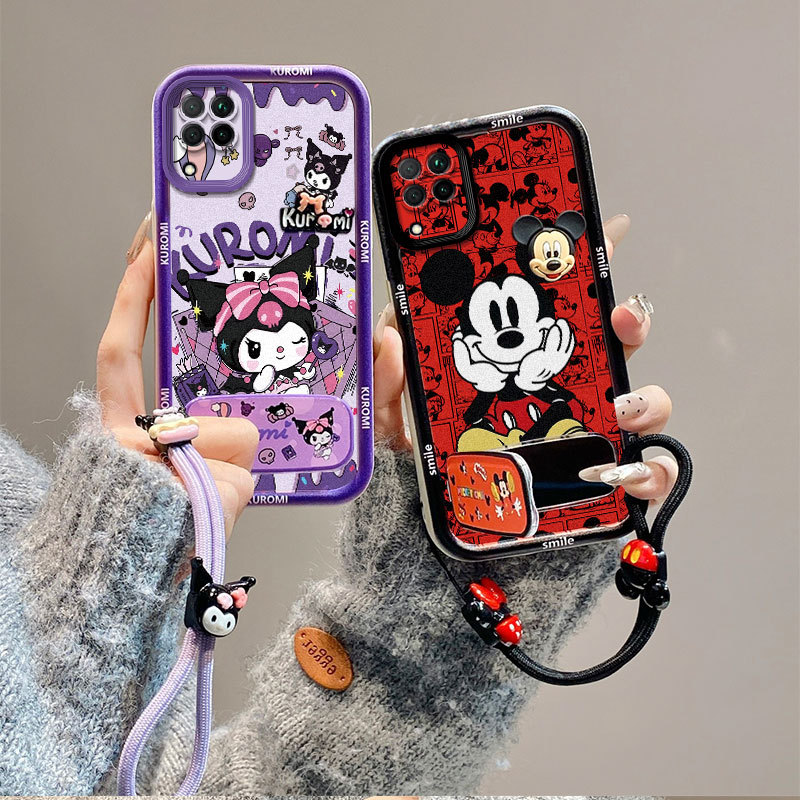 เคส For Samsung A12 / Samsung A22 4G / F12 / M12 / M22 4G tpuใหม่Jสไตล์แฟชั่นแขวนStringกระจกขาตั้งเคสโทรศัพท์