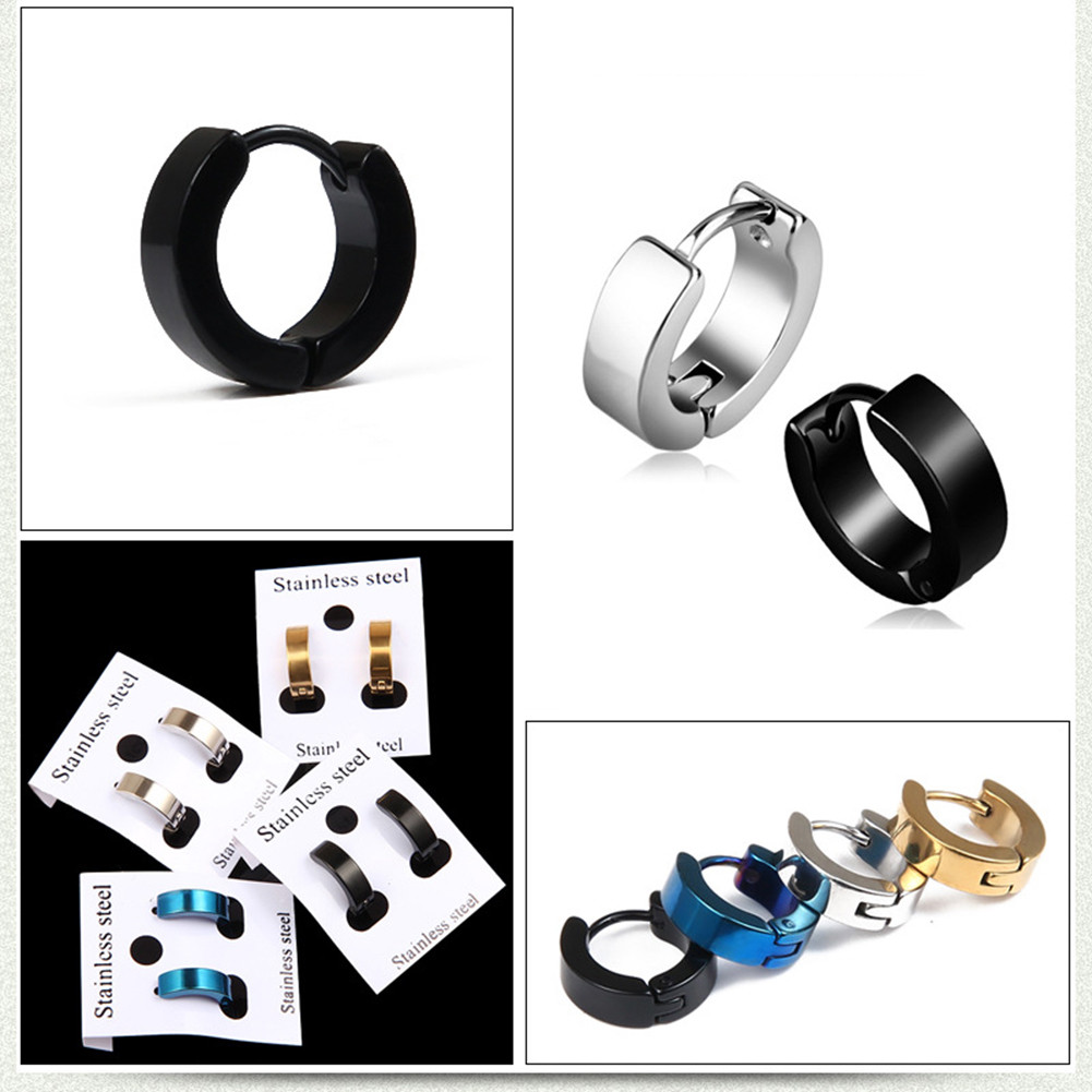 1PC Punk สไตล์ไทเทเนียมเหล็ก Hypoallergenic ต่างหูแฟชั่น Unisex เครื่องประดับสแตนเลสสตีลหู Hoop Pierced สําหรับผู้หญิงผู้ชาย