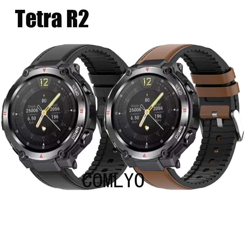 สําหรับ Aolon & Huafit Tetra R2 สมาร์ทวอท์ชสายหนัง + ซิลิโคนกีฬานุ่มผู้หญิงผู้ชายสายรัดข้อมือ