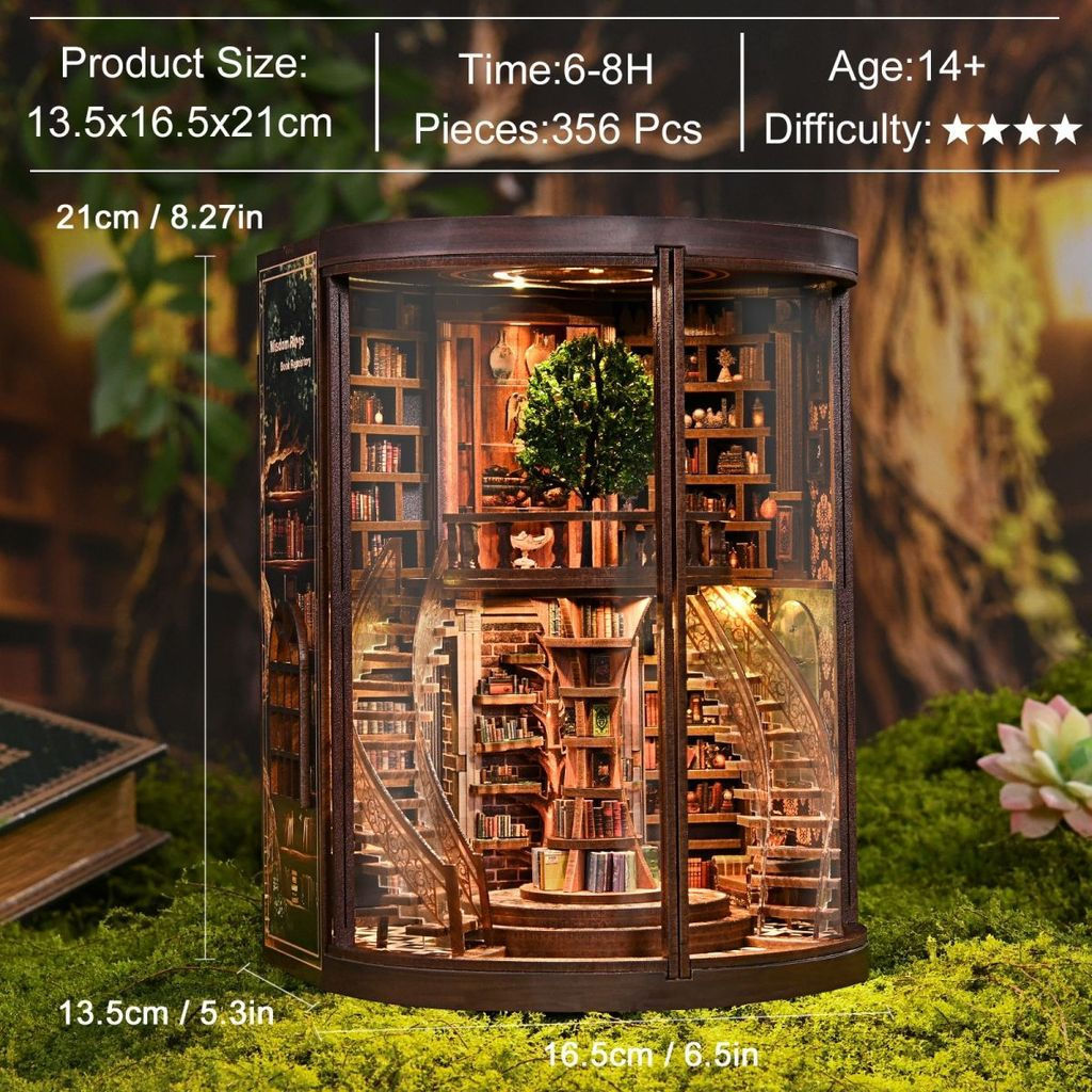 New Product#Wisdom Year Ring diy Cottage3d 3D Handmade Wooden Assembly Book House Desktop Ornament W