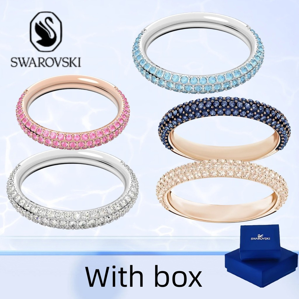 แหวน SWAROVSKI พลอยคริสตัลสีชมพูและหินโรสโกลด์ พร้อมกล่อง ของขวัญสำหรับโอกาสพิเศษ