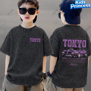 COD 2026 สินค้าใหม่ ทรงหลวม คอกลม เสื้อเด็ก kids Distressed T-shirt ผ้าฝ้าย เด็กชาย เสื้อผ้าเด็ก t-shirt S78