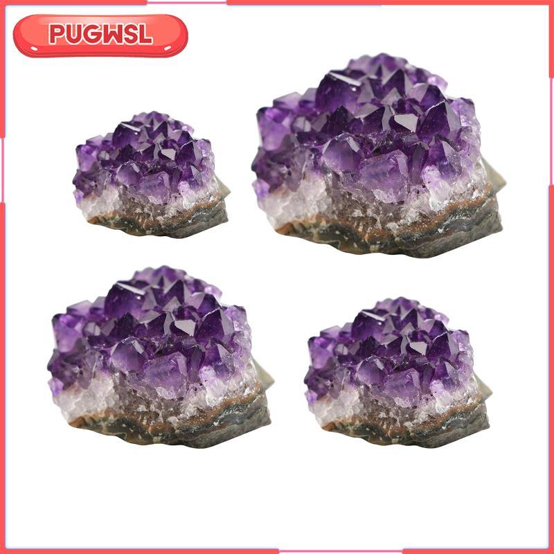 [pugwsl] คริสตัลอเมทิสต์สีม่วงลึกคลัสเตอร์อุรุกวัยควอตซ์ Geode สําหรับ Lucky & Home Decor