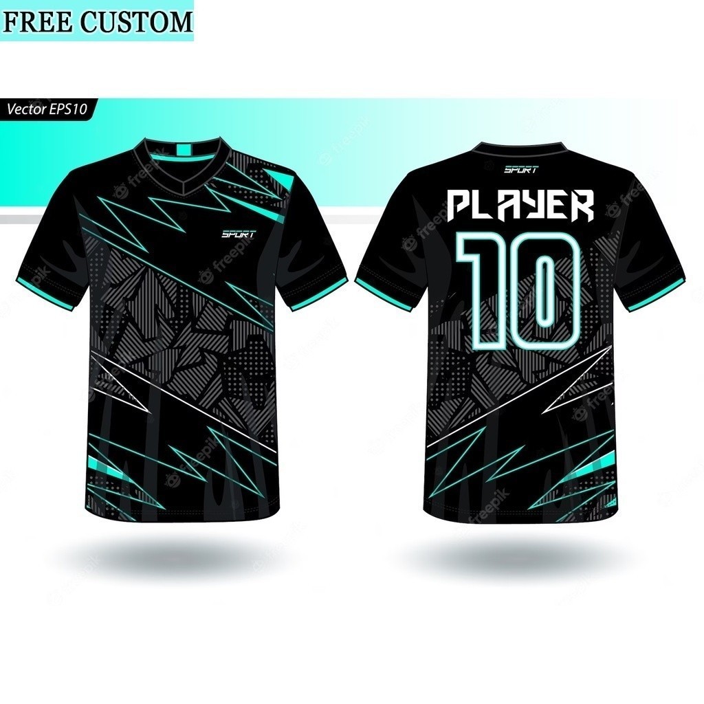 Baju Bola สีดําเสื้อกีฬาเสื้อฟุตบอลที่กําหนดเองชื่อและหมายเลข Jersey Bola ฟุตบอล Baju Sukan ฟุตบอล W