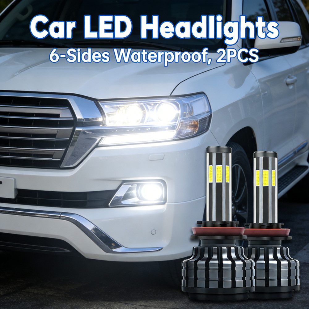 H3 ไฟหน้ารถ 6 ด้าน 2PCS H4 H7 H11 H1 ไฟ LED กันน้ํา 3 สี