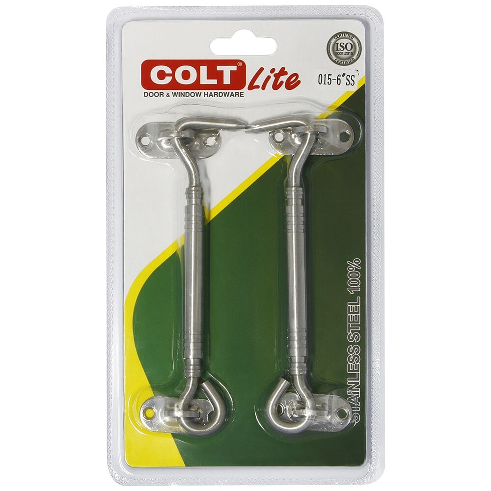 GlobalHouse COLT LITE ขอสับหน้าต่าง รุ่น 015 มีแป้นวงรี ขนาด 6 นิ้ว สีสแตนเลส (แพ็ค 2)