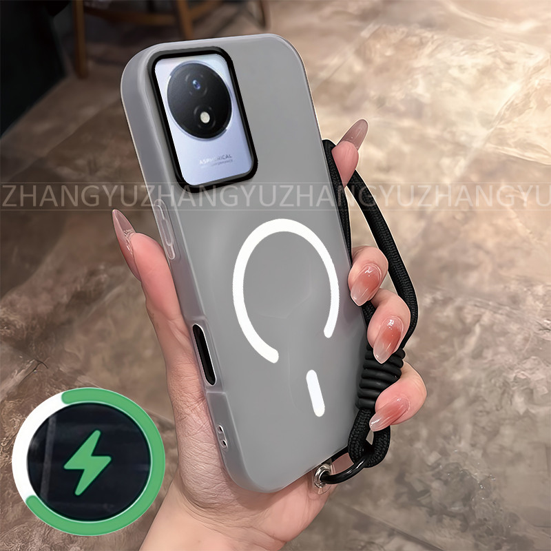 เหมาะสําหรับ Vivo Y02 Y02A y02T เคสโทรศัพท์ใหม่ C-type กันกระแทกแม่เหล็กดึงดูดแหวนชาร์จไร้สาย softca