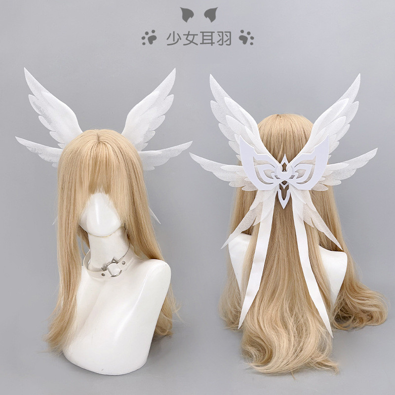 Angel Wings Headdress Original การ์ตูนนิทรรศการ Angel หู Feather อุปกรณ์เสริมผม Sharonbia หู Feather