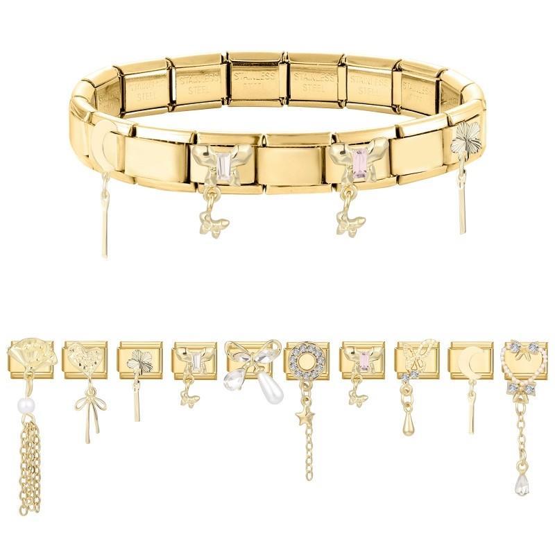 สร้อยข้อมือสแตนเลสสไตล์อิตาเลียน ตกแต่งด้วยโบว์หัวใจสีแดงและชาร์ม เพิ่มความสวยงามในการทำเครื่องประดับเอง - รูปที่ 6