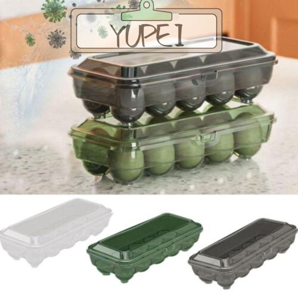 YUPEI ที่วางไข่, 10/15 กริดคอนเทนเนอร์กล่องไข่,แบบพกพา Anti-fall โปร่งใสครัวเครื่องมือกล่องเก็บไข่
