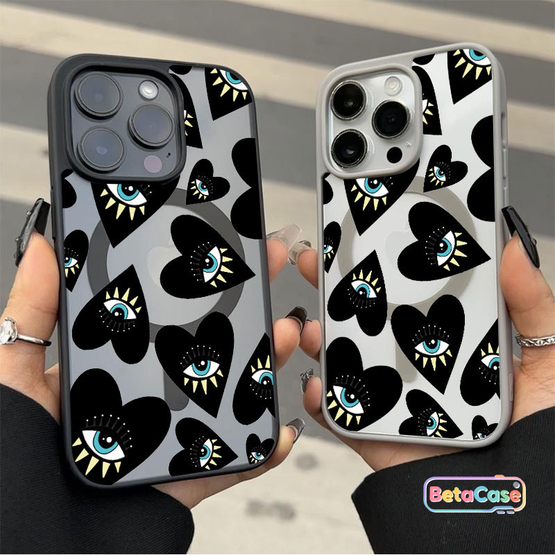 เคสแม่เหล็กรูปหัวใจสีดำ เคสไอโฟน iPhone 17 16 15 14 13 12 11 Pro Max Plus เคส ฝาหลัง ไร้สาย – โปรปัง