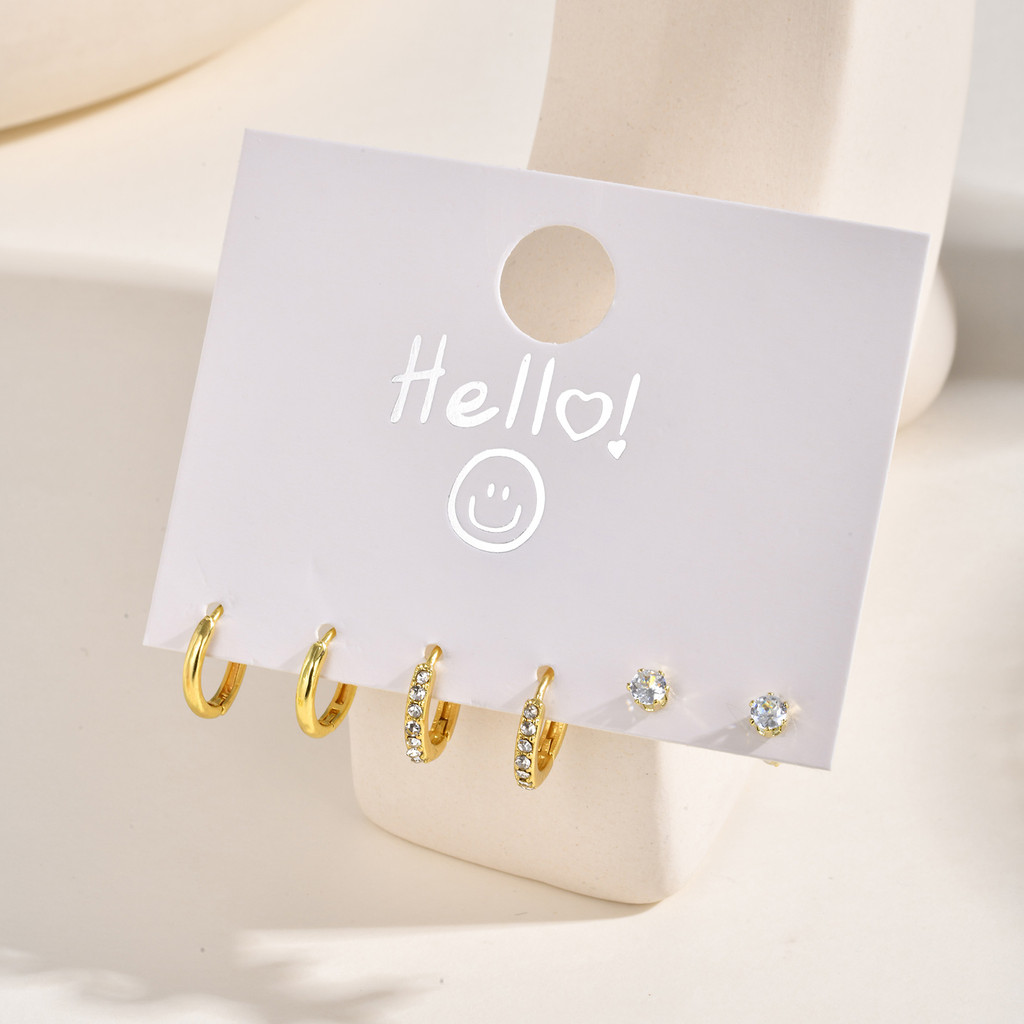 Vnox Zircon ต่างหูห่วงสแตนเลส 3 คู่ชุด,Elegant Womens คอลเลกชันเครื่องประดับ,สวมใส่ทุกวัน - รูปที่ 6