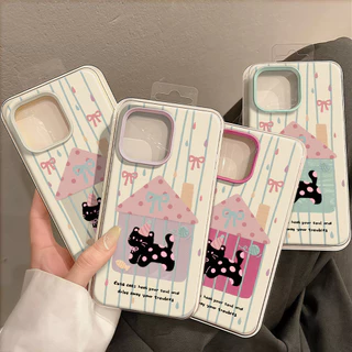 แมวโบว์ผีเสื้อ Silicone TPU เคสไอโฟน For iPhone 11 17 16 15 12 13 14 15 Pro Max 13 14 12 XR X XS Max 7 8 Plus เคสมือถือ