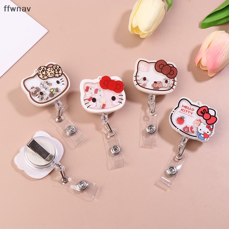 Ffwnav Kawaii Shake Hello Kitty ที่ใส่บัตรปรับขนาดได้ Sanrio KT แมวพยาบาลแพทย์นักเรียนชื่อแท็กและ ID holde Accessories