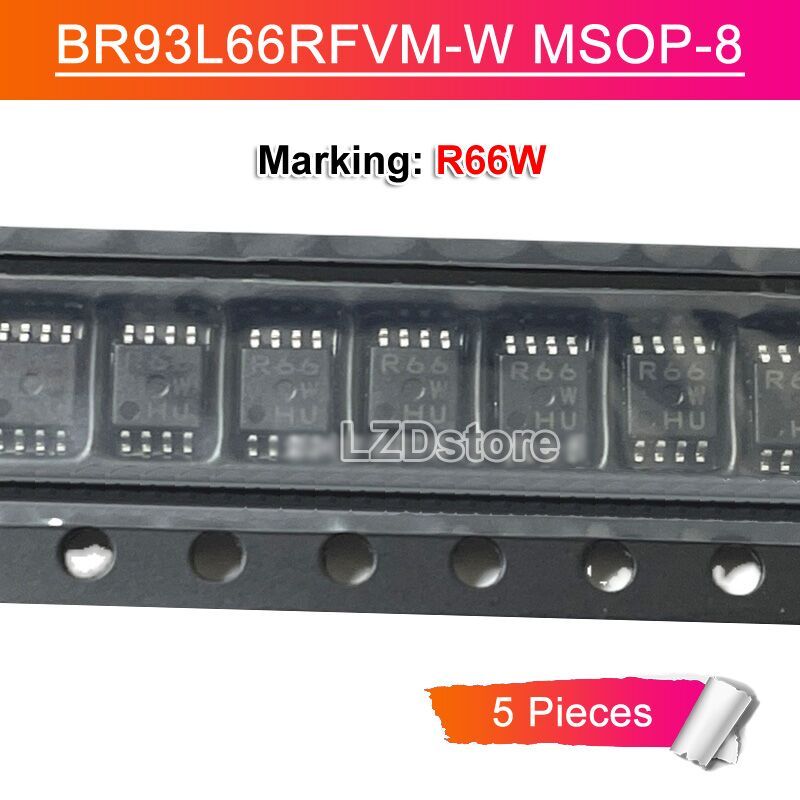 5pcs BR93L66RFVM-W เครื่องหมาย R66 R66W 93C66 MSOP-8 Microwire BUS EEPROM ชิป IC ใหม่เดิม