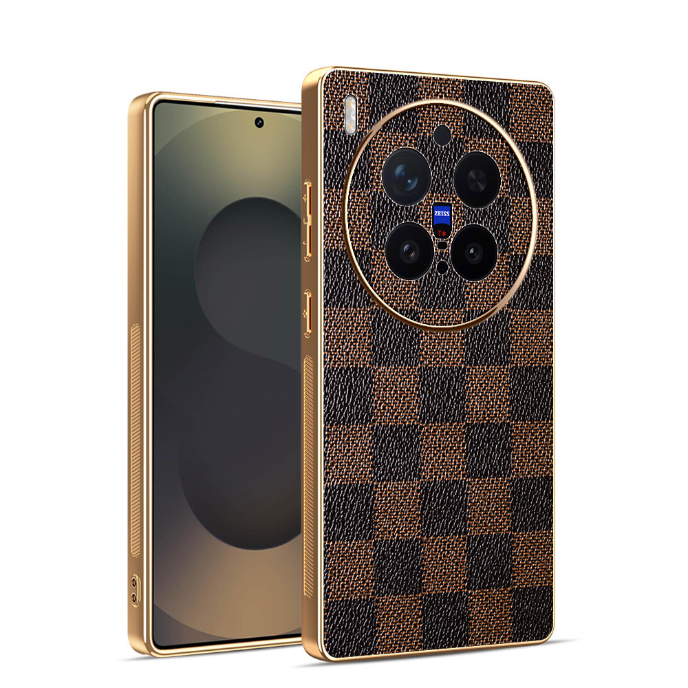 สําหรับ VIVO X300 Pro, เคสโทรศัพท์ลายหนังระดับไฮเอนด์คลาสสิก, เคสป้องกันขอบด้วยไฟฟ้า