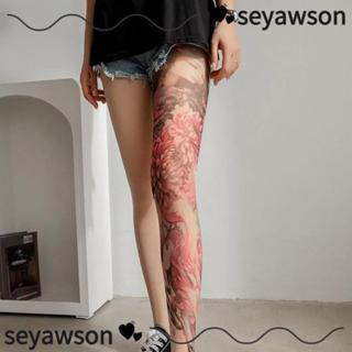 ถุงน่องพิมพ์ลายดอกโบตั๋นสำหรับผู้หญิง SEYAWSON แบบตาข่ายสกรี…
