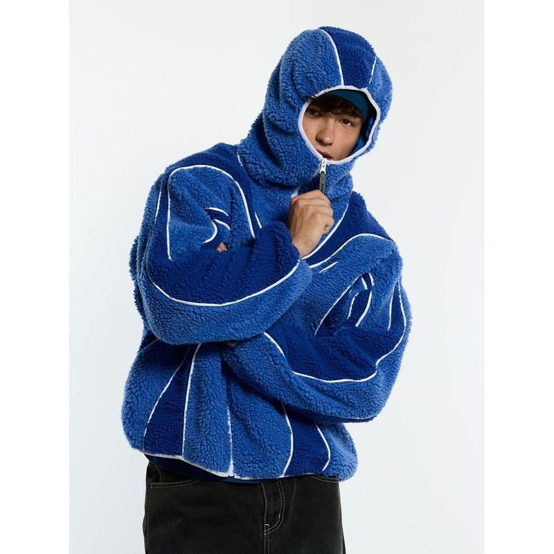 แจ็คเก็ตขนแกะแบบCrop สีเข้าชุดสำหรับทั้งผู้ชายและผู้หญิง