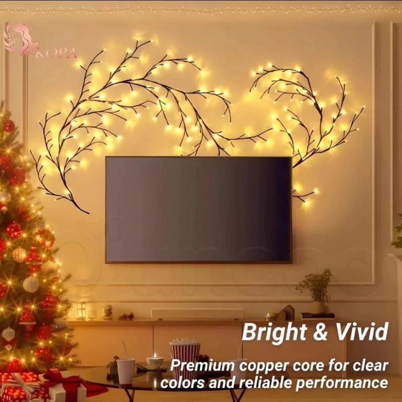 KOPA DIY Willow Tree สาขาโคมไฟ 8 โหมดแสงสําหรับห้องนอน Wall Decor VN