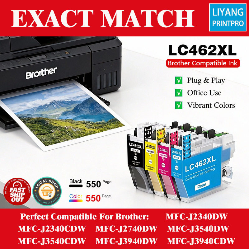 LC462 LC462XL ตลับหมึกสําหรับ Brother MFC-J2340DW, MFC-J2740DW, MFC-J3540DW เครื่องพิมพ์
