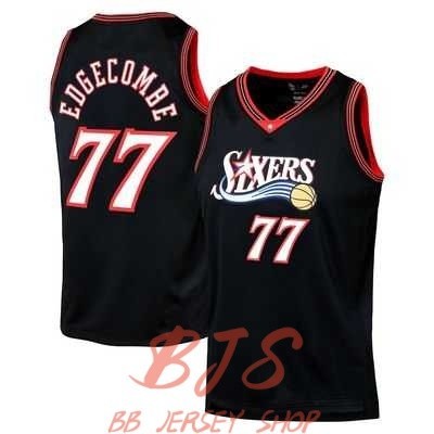 Hot pressedNew 77 Edgecombe เสื้อบาสเก็ตบอล 76ers Black Jersey