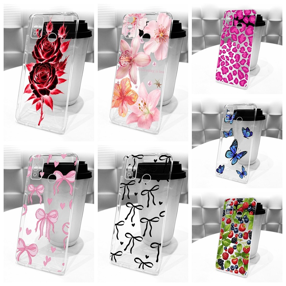 สําหรับ Honor 9X Lite กรณี JSN-L21 JSN-L22 JSN-L23 ฝาครอบดอกไม้ยอดนิยม Bowknot ซิลิโคนนุ่มปลอกใสสําห