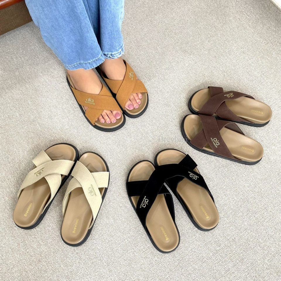 BREVINNI Alaia รองเท้าแตะแบบสวม || รองเท้าแตะผู้หญิงแบบสวม || รองเท้าแตะแบบสวมสบายทุกวัน || รองเท้าแ