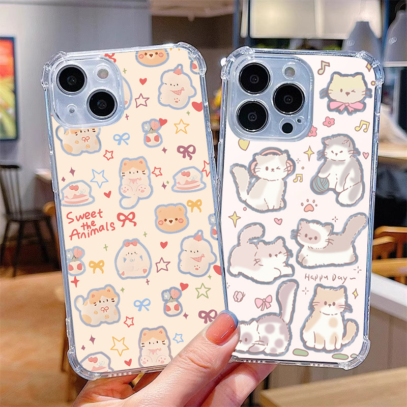 For Samsung เคสซัมซิง A50/A30s A50s ลูกแมวน่ารัก M14 4G A05 A03s เคสโทรศัพท์ป้องกันตกแบบสี่มุม A36 A06 5G A11 A07
