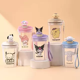 แก้วลายการ์ตูน Sanrio ความจุขนาด480ml แก้วน้ำพลาสติก ปลอกซิลิโคนกันร้อน ปลอดBPA มีหลายสีให้เลือก น่ารัก สไตล์มินิมอล