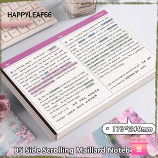 HAPPYLEAF66 20แผ่น/หนังสือ B5 โน๊ตบุ๊ค, สมุดบันทึกแนวนอนแบบฉ…