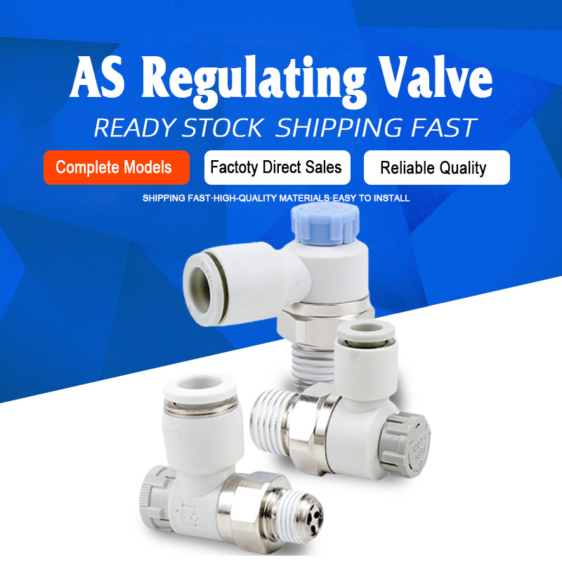 AS วาล์วหมุนเวียนคันเร่ง AS2211F-01-08SA อุปกรณ์ลมนิวเมติก AS1201F-M5-06A อะแดปเตอร์ท่อ