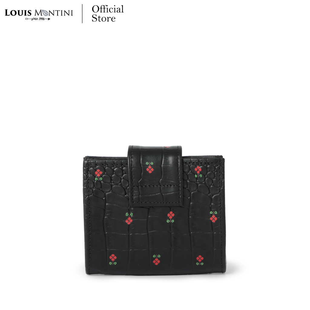 Louis Montini محفظة قصيرة Evelyn بنقش تمساح وزهور WL60