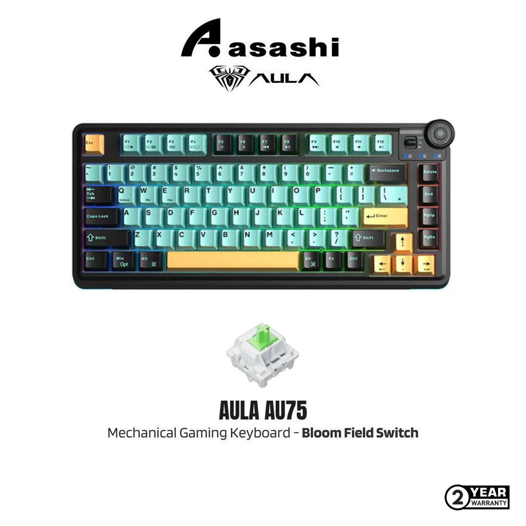 AULA AU75 87 คีย์ RGB Tri-Mode Gasket Mechanical Gaming Keyboard - Bloom Field Switch