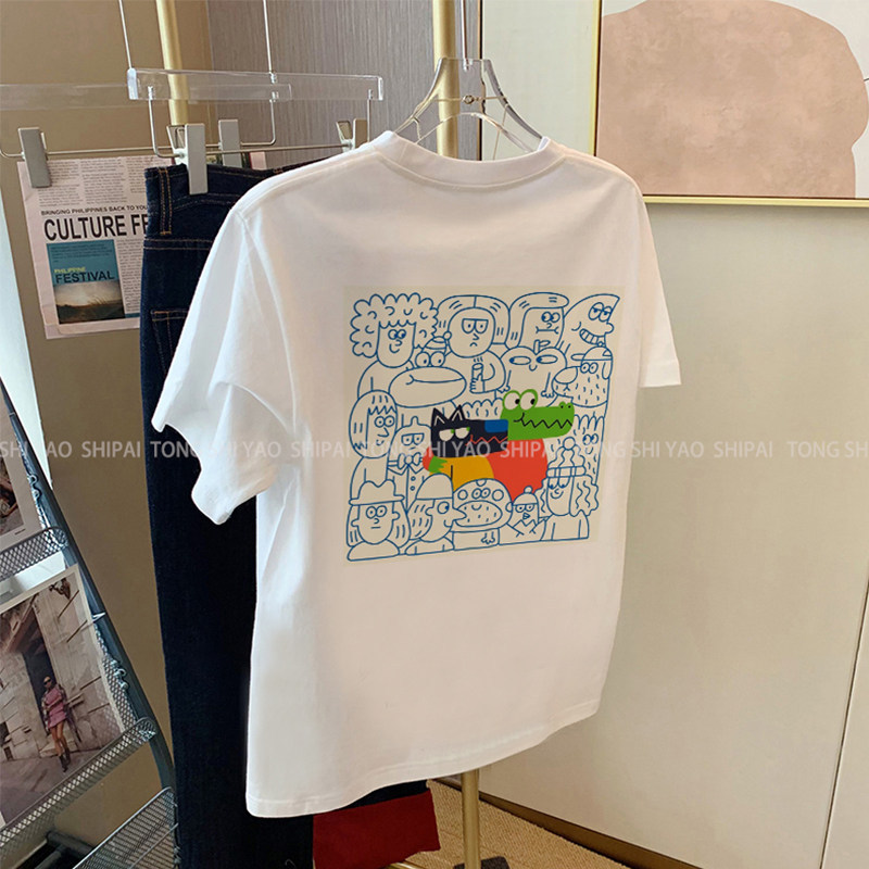 สินค้าคุณภาพสูง เสื้อยืดผ้าฝ้ายพรีเมียม ขนาด XS-3XL ลายการ์ตูนสีสันสดใส Unisex