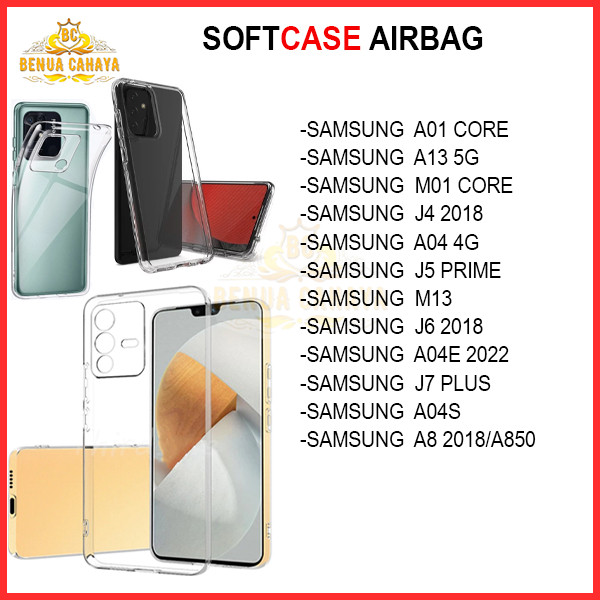 CLEAR AIRBAG CASE SAMSUNG A01 CORE M01 CORE A04 4G M13 A04E 2022 A04S A13 5G J4 2018 J5 PRIME J6 201