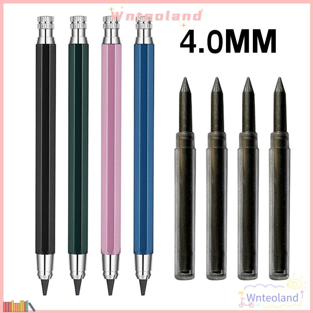 WNTEOLAND ดินสออัตโนมัติ, โลหะ 2B/4B/6B/8B/10B ดินสอเติมดินสอกด, 4.0 มม.วาดเขียนเครื่องมือ Sketch Co