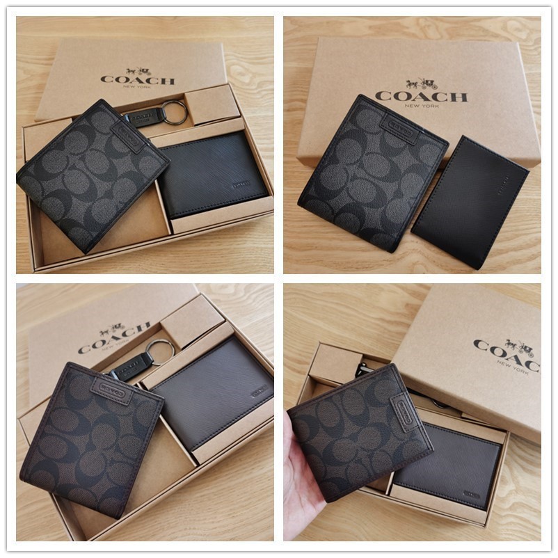 Heritage signature compact id wallet F74736 กระเป๋าสตางค์ผู้ชาย กระเป๋าสตางค์ใบสั้น Y66U31E9