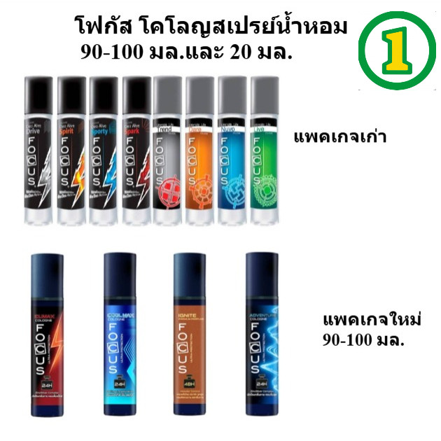 น้ำหอม โฟกัส focus สเปรย์  ขนาด 90-100 มล. / 20 มล.  8 กลิ่น 8 สไตล์ กลิ่นหอมติดทนนาน