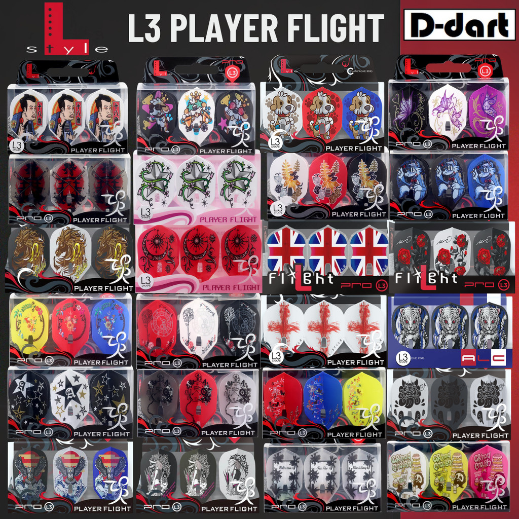 L STYLE DARTS FLIGHT - L3 SHAPE L FLIGHT PRO CHAMPAGNE RING PLAYER DART FLIGHTS (SAYAP ARROW)