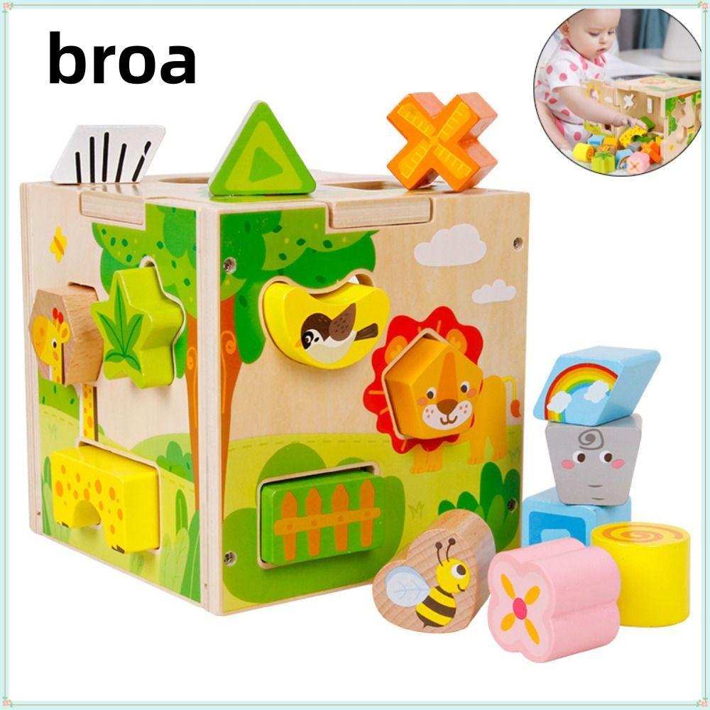 BROA รูปร่าง Sorter ของเล่น, Vintage ไม้ Sorting Cube ไม้กิจกรรม Cube, คุณภาพสูงรูปแบบรูปแบบการจับคู