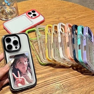 เคสใสใส่บัตร ใส่รูป โปร่งใสและกักระแทก Case สําหรับ iPhone 11 13 15 16 14 12 Pro Max 15 Plus 6 8 7 plus XR X XS Max SE