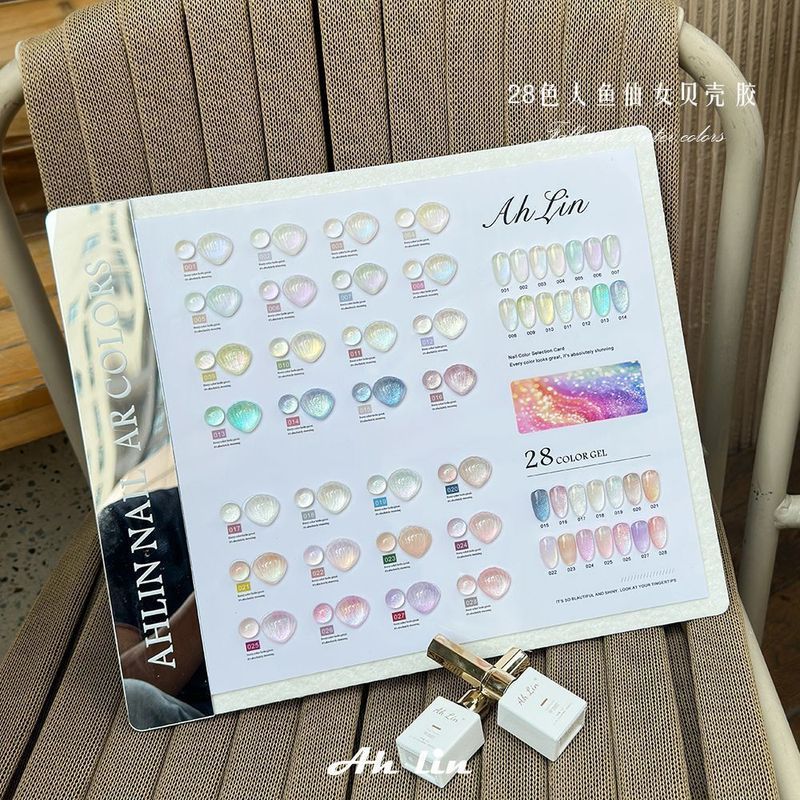AhLin Irene 28 สี Mermaid Shell Aurora Fairy Little Red Book Fairy Color Nail Polish กาว
