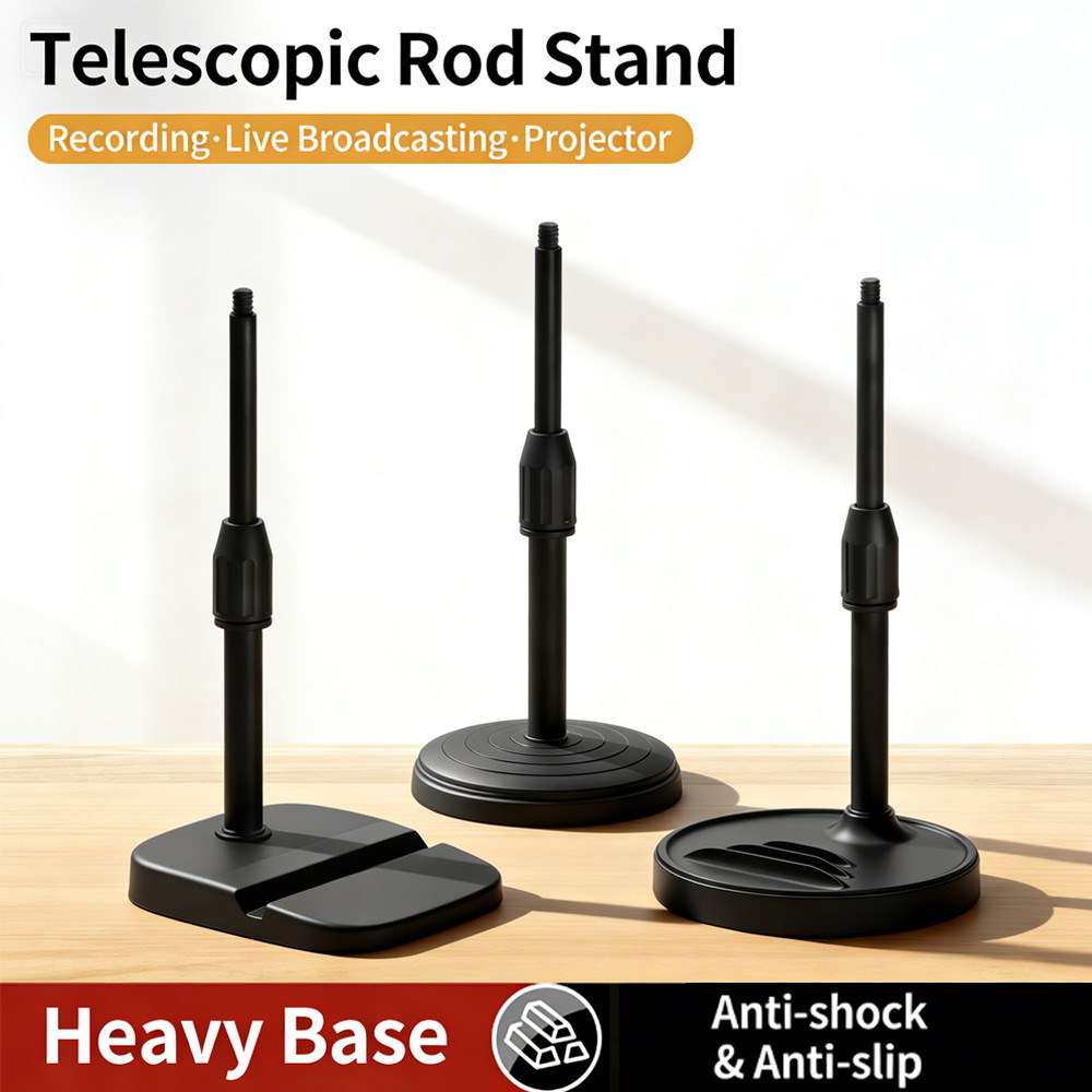 ขาตั้งไมโครโฟนตั้งโต๊ะแบบปรับได้, อินเทอร์เฟซสกรู 3/8", หดได้ 16-24.5 ซม., ฐานสําหรับงานหนักสําหรับไมค์, โปรเจ็กเตอร์, สตรีมสด