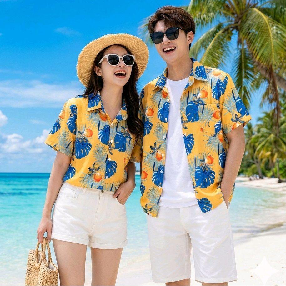 PINKเสื้อฮาวายลายดอก สีสันสดใส ไซส์S-8XL ผ้าโพลีพลีเมี่ยม ทรงวัยรุ่น หญิงชายใส่ได้ ลายคมชัด **1ตัว**